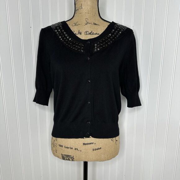 Express Design Studio Cardigan Sweater Sz L Embellished Neck Holiday NYE Event - Picture 12 of 12